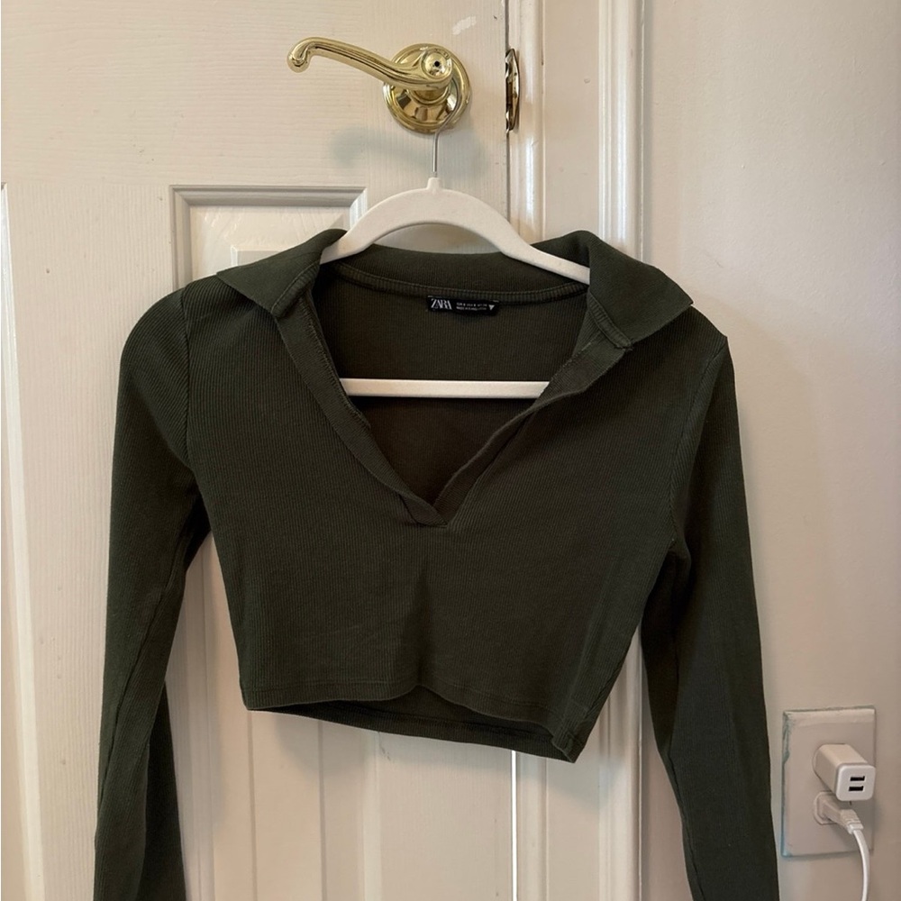 Zara Women's Green Cropped Top